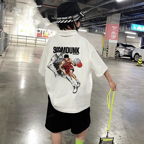 Boys lapel polo shirt short-sleeved summer  new trendy cool and handsome children's summer tops boys children's clothing