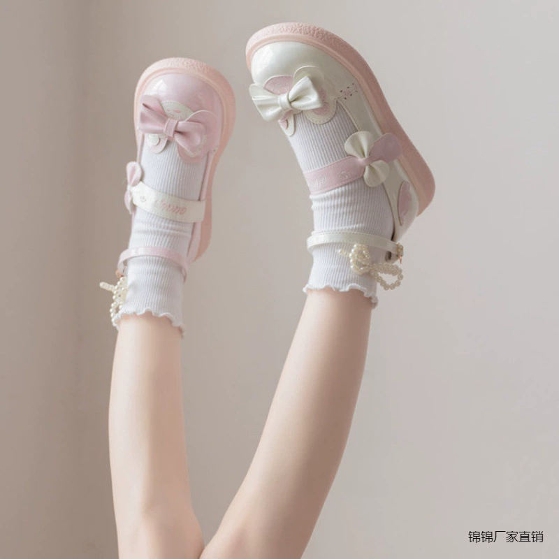 Японская большая голова Мэри Джейн маленькая кожаная обувь женская 2024 новая модель с круглой головой и толстой подошвы