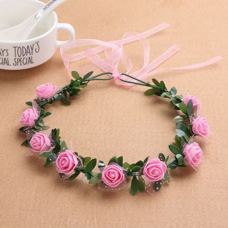 거품장미 12송이와 녹색잎리본 [핑크]