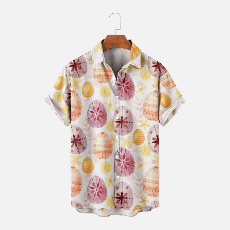 Independent Station New Arrival Cross Border Easter Bowling Girl Printed Summer Casual plus size No Pocket Shirt Men's Top