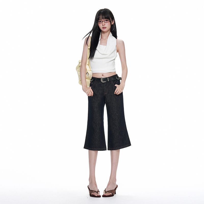 2026 Summer New Vintage Washed Red Stitched Raw Denim Flared Low-Waist Women's Denim Shorts 2026 Summer New Vintage Washed Red Stitched Raw Denim Flared Low-Waist Women's Denim Shorts