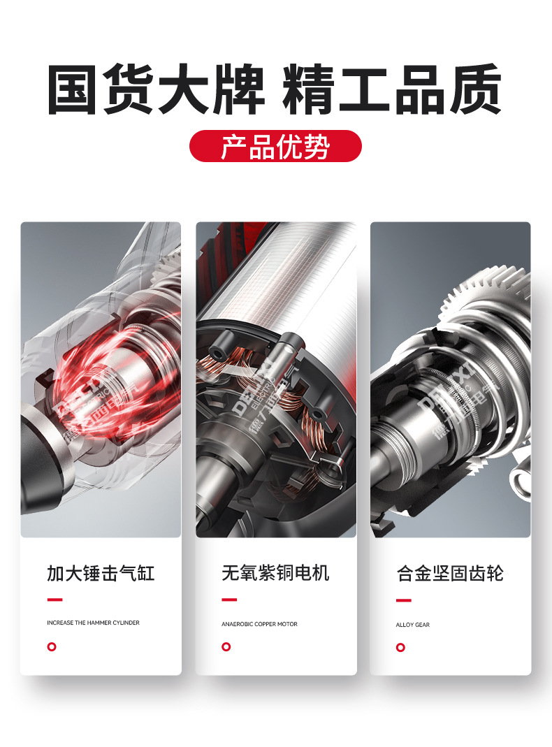 德力西大功率无刷电锤角磨机电动扳手电钻电镐冲击钻锂电工具套装