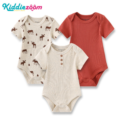 Baby jumpsuit, newborn pit ribbed pajamas set, baby skin-friendly and close-fitting sweatshirt, Category A crawler suit, three-piece set