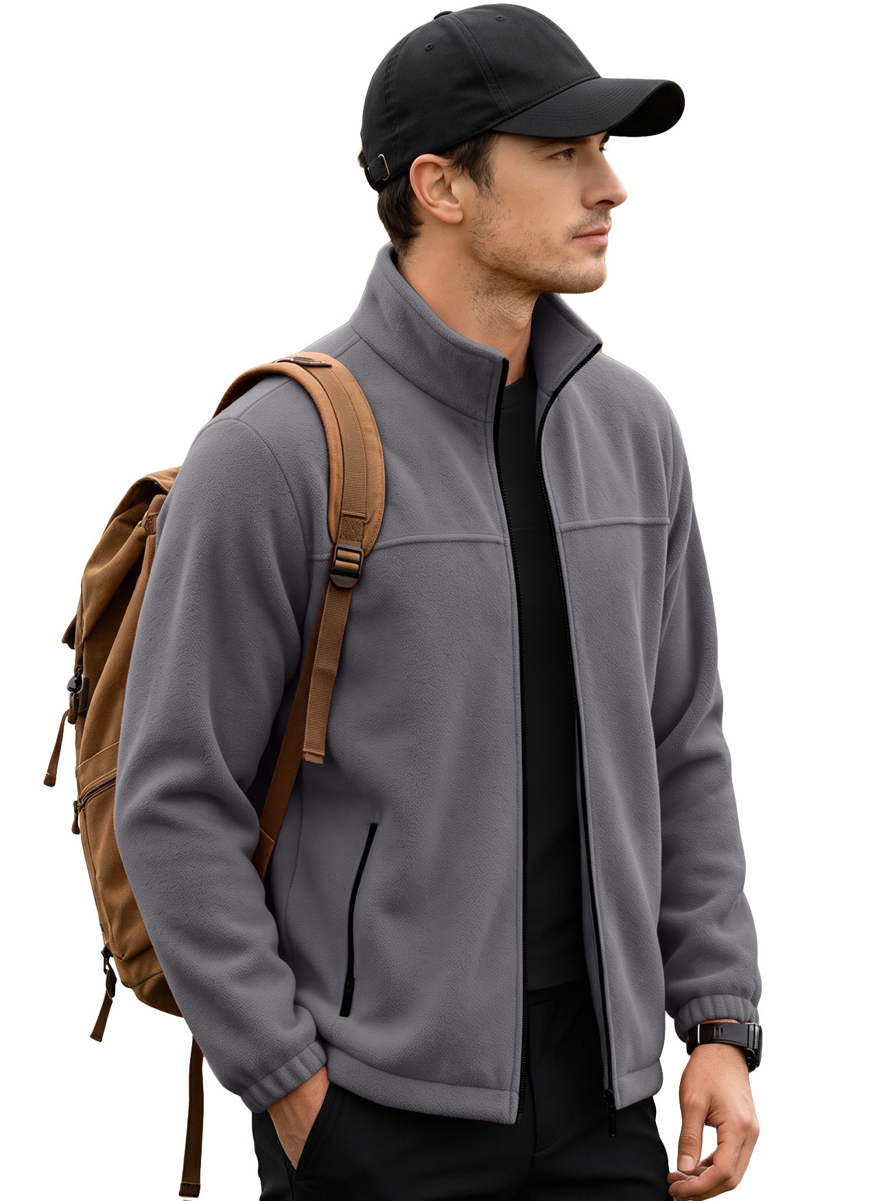 Sudadera de Vellón Polar para Hombre 380g de Poliéster Térmica con Cremallera para Uso Casual