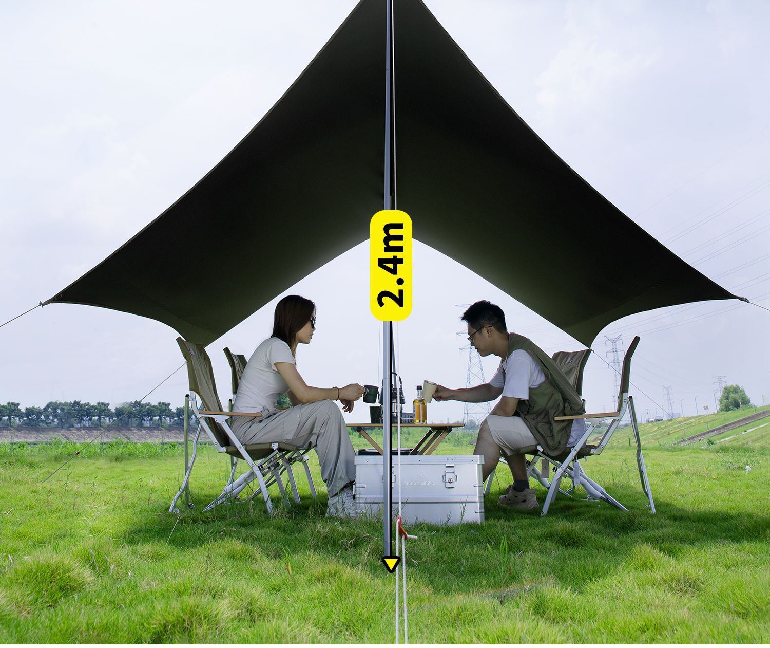 Mountain Guest's New Titanium Black Plastic Canopy Camping Style Outdoor Portable Outdoor Canopy Is Wind-Proof, Rain-Proof and Uv-Proof