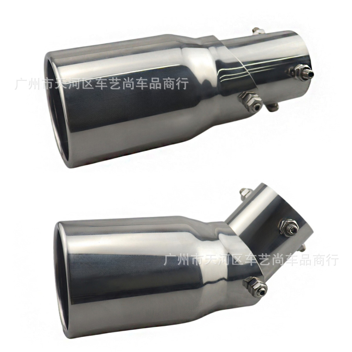 Qìchē Car Exhaust Pipe Adjustable Tail Throat 2.5 Inch 63-76mm (Exhaust pipe) - inlet-63mm-inner-diameter-outlet-89mm-silver