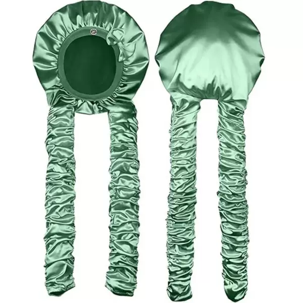 Upgraded Cross-Border Amazon Satin-Like Sleep Cap with Adjustable Ribbon, Round Cap, Pleated Long Tube, Non-Heated Curling Cap