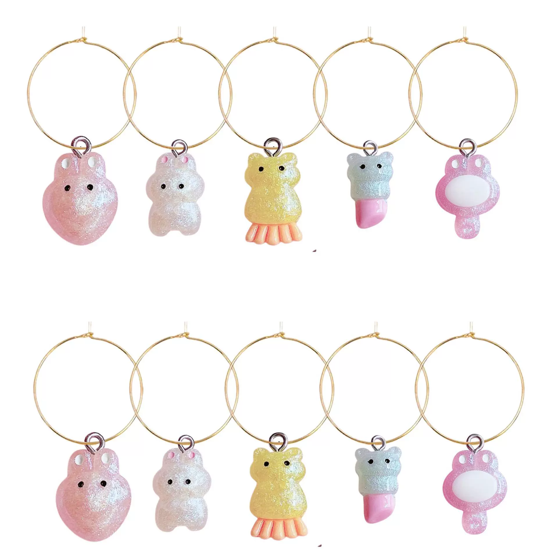 Серия макияжа с изображением животных с блестками, украшенная шипами, подвеска для украшения бокала Etsy, подвеска для вечеринки, подвеска для бокала для вина, вечеринка с вином.