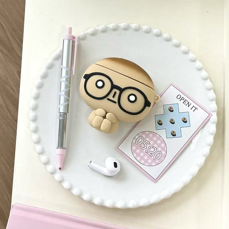 Cartoon Glasses Bread Airpodspro3 Silicone Earphone Case Cute Bluetooth Case 12 Suitable for Apple 4Th Generation Box