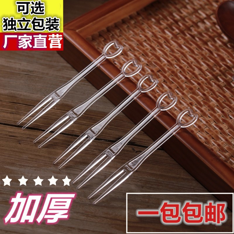 Fruit fork fruit pick disposable transparent plastic eating fruit…