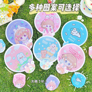 New folding round fan cute mini cloth fan cartoon folding fan