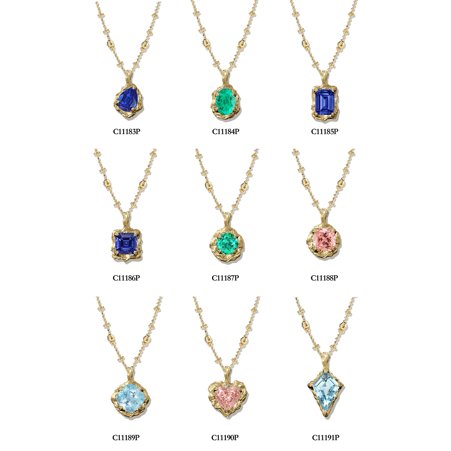 Instagram niche luxury jewelry necklace cross-border s925 sterling silver plated with 18k gold with cultivated emerald and pink sapphire pendant