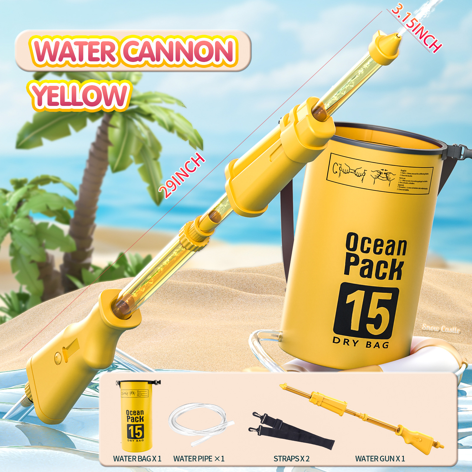 081 Pull-out water cannon [Yellow] + 15L backpack