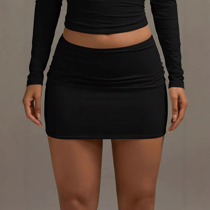 2026 European and American Low-Waist Tight-Fitting Short Skirt, Cross-Border Amazon Best-Selling Versatile Solid Color Skirt