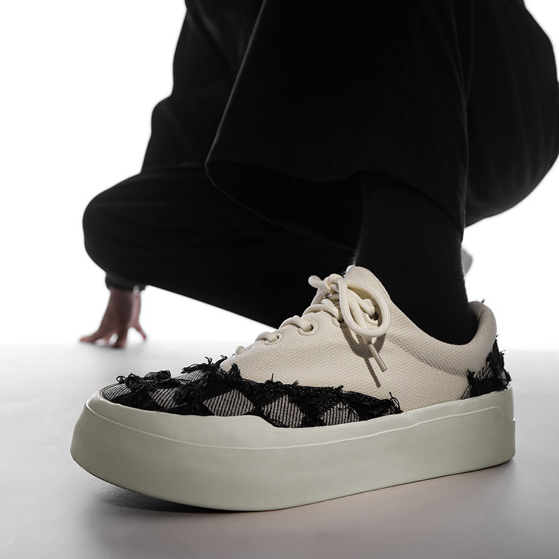 Couple Shoes High Quality Vulcanized Rag Canvas Shoes 2024 Spring New Arrival Fashion Retro Thick Soled Men's Shoes Wholesale_voghion.com
