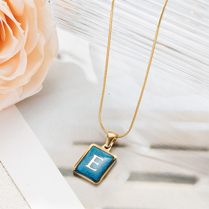 304 Stainless Steel Basic Classic Style Commute Enamel Geometric Letter Pendant Necklace display picture 8