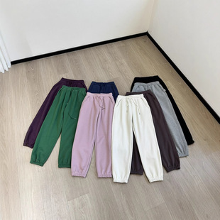 Horse Logo Embroider Autumn and Winter Velvet Thickeneded Sweatpants for Women and Men Pure Color Loose Couple Style Leggings Sweatpants