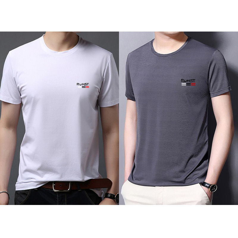 Boys and Men's Ice Silk Quick-Drying Clothing Casual Sports Short-Sleeved T-Shirt Popular Round Neck Vest Breathable Fitness Men's Clothing Trendy