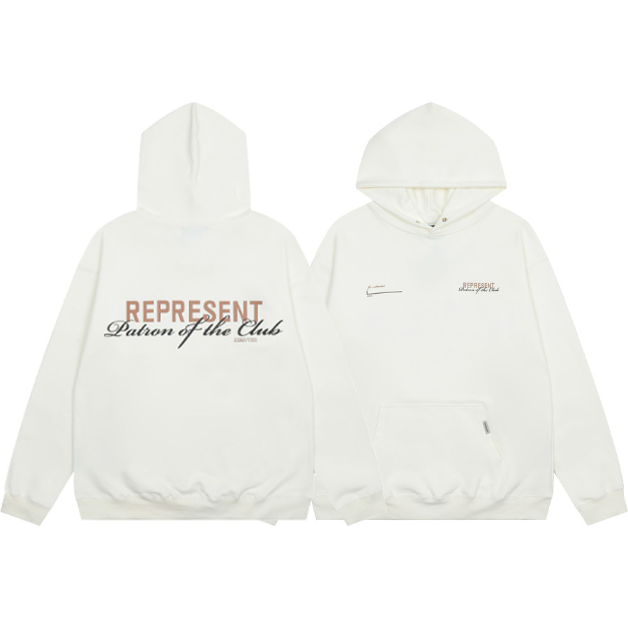 La marca de moda transfronteriza REPRESENT London Limited eslogan LOGO impresión hombres y mujeres sueltos suéter con capucha casual