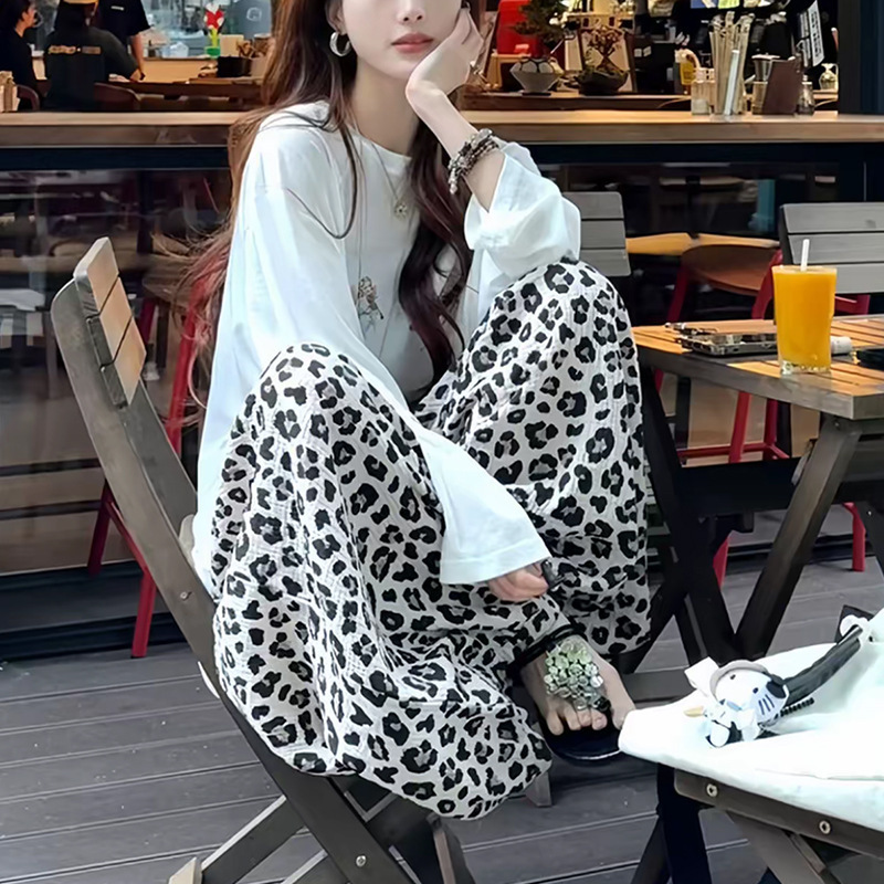 Pantalones anchos de algodón y seda para mujer, pantalones casuales de rayón, suaves y cómodos con efecto drapeado, pantalones de dormir para mujer.