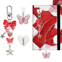 幻彩蝴蝶手机防尘塞 Type-C充电口星星蝴蝶结装饰挂件爱心扣安卓