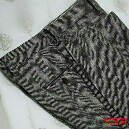 Autumn and winter England Retro man Herringbone Twd Western-style trousers Woolen leisure time Self cultivation Straight XL Men's trousers