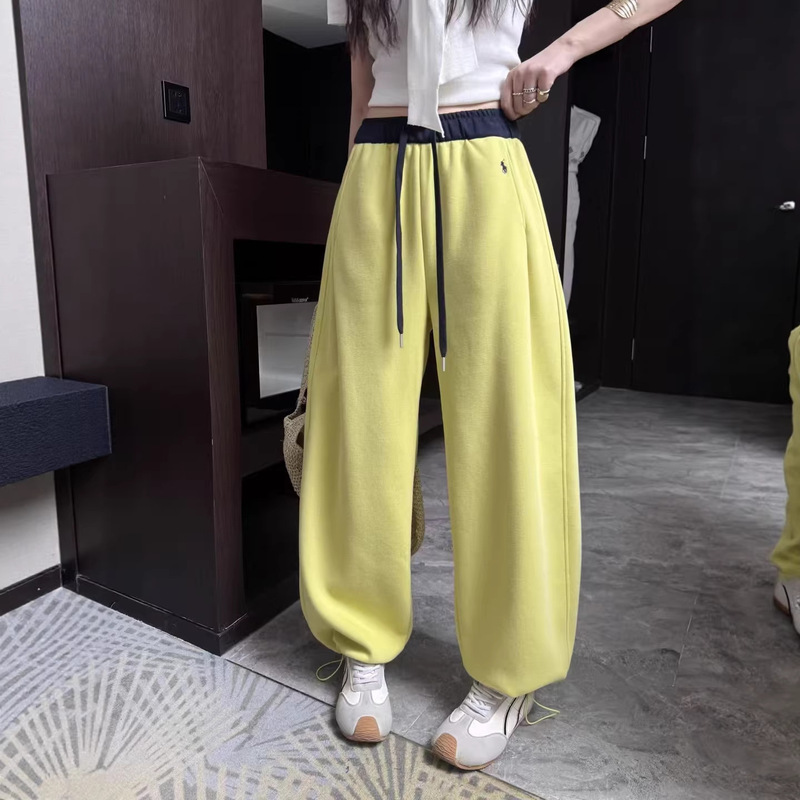 Spring 2026 Women's Sports Pants, Thin Wide-Leg Sweatpants, Floor-Length Pants with Cuffed Hems, Riding Pants, Model 27-18 Spring 2026 Women's Sports Pants, Thin Wide-Leg Sweatpants, Floor-Length Pants with Cuffed Hems, Riding Pants, Model 27-18
