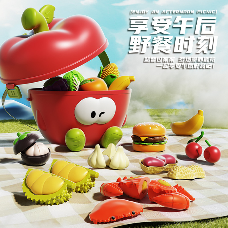 Juguetes de cocina transfronterizos amazonas simulación de frutas y verduras cortadas peladas de durian juguetes de barril