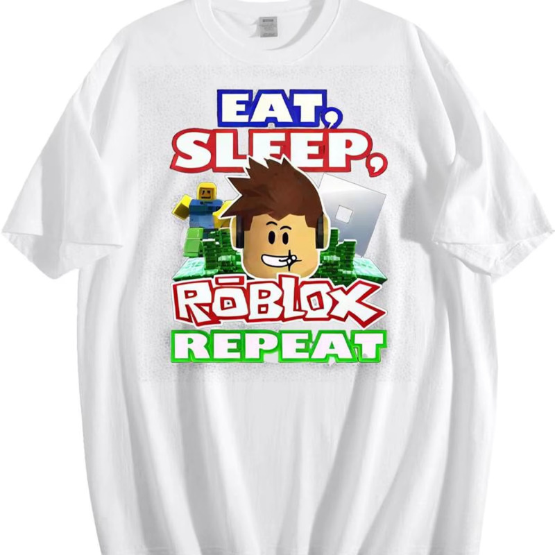 Roblox Player T-Shirt, Eat Sleep Roblox Loop, Unisex, Round Neck Cotton Top