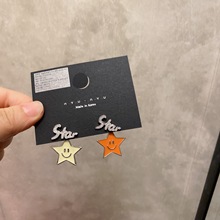 2025新款韩国进口质感大星星多巴胺撞色笑脸耳环后挂式耳饰批发潮