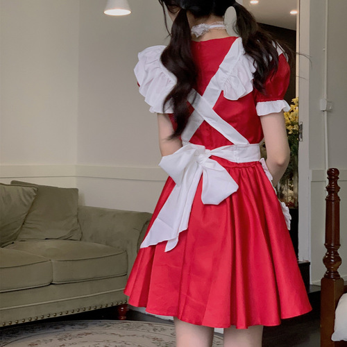 Anime black and white female maid outfit Japanese Alice cute Lolita maid dress lady's dress costume