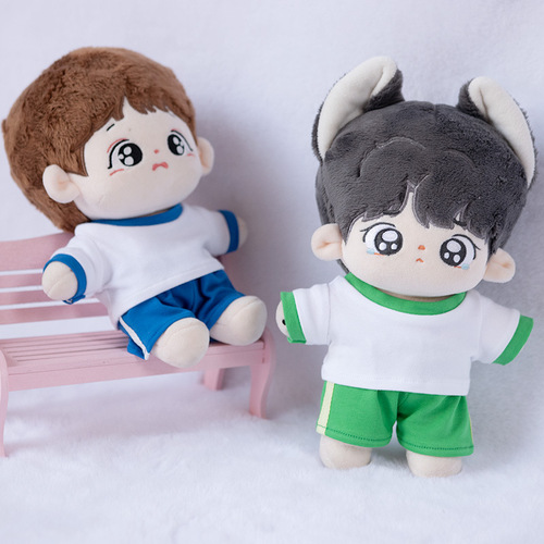 10cm 20cm Cotton Doll Clothes 15cm Plush Doll T-shirt Versatile Cute Color-blocked Base Shirt