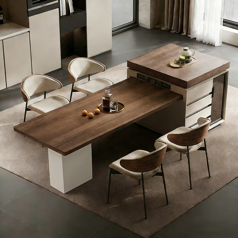 Mesa de comedor de roca italiana en todo un hogar telescópico multifuncional mesa de mesa de cocina moderna y simple de alta gama