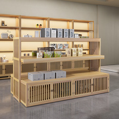 中島棚実木展示室化粧品棚製品サンプル間棚カウンターワインプレゼント展示台
