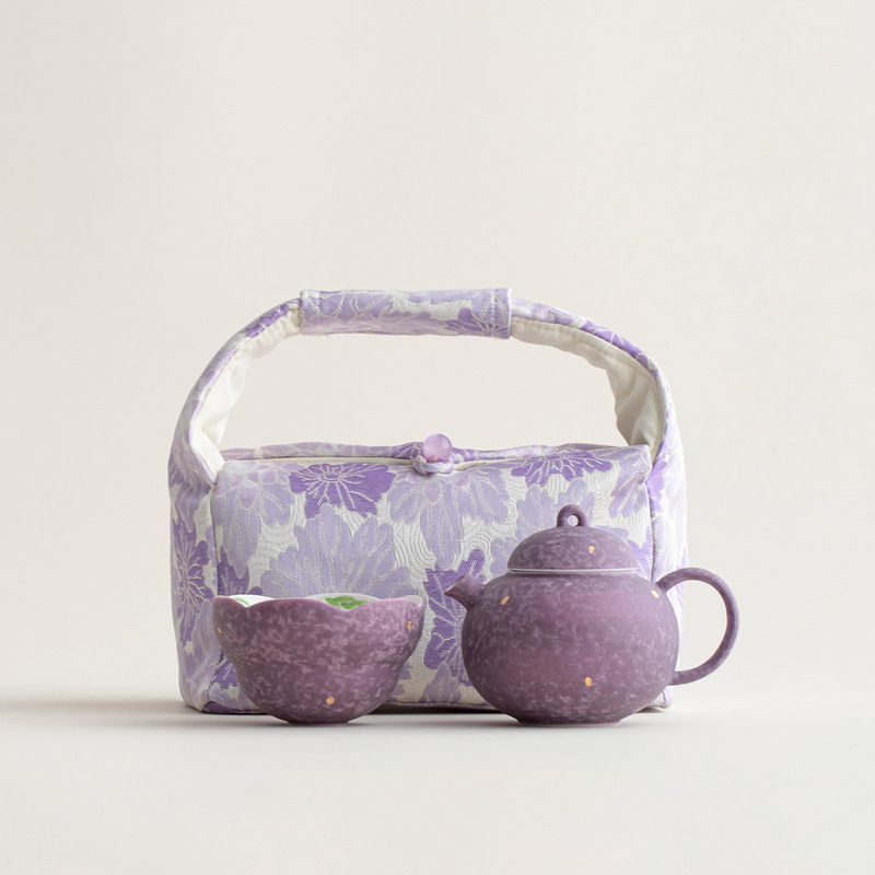 Hand-Painted Wisteria Flower Teapot, Teacup, One Pot and One Cup, Kung Fu Tea Set, New Chinese Style One-Person Drinking Set, Travel Set
