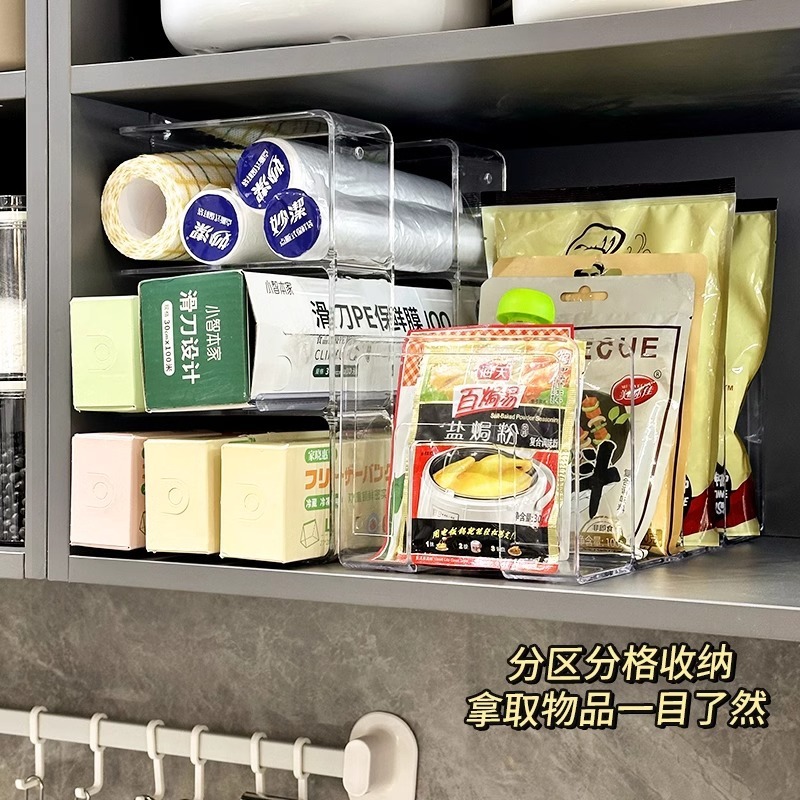 保鲜膜收纳架厨房橱柜抽屉式保鲜袋装调料杂物置物架分层收纳神器|undefined