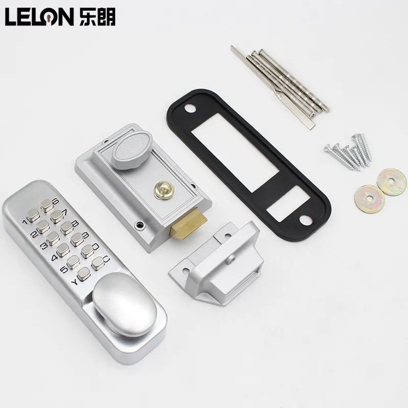 Cerradura de puerta mecánica de aleación de aluminio al aire libre a prueba de agua no eléctrica cerradura de puerta de jardín llave cerradura de puerta