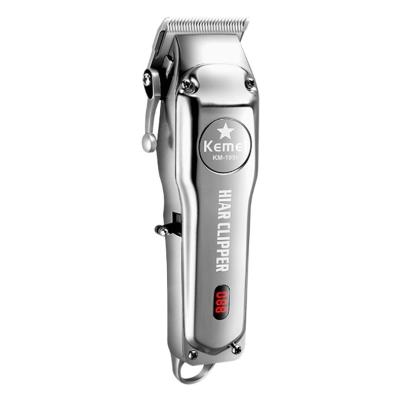 Cortadora de pelo eléctrica Kemei KM-1996, cuerpo metálico, pantalla digital, recortadora de pelo de alta potencia.