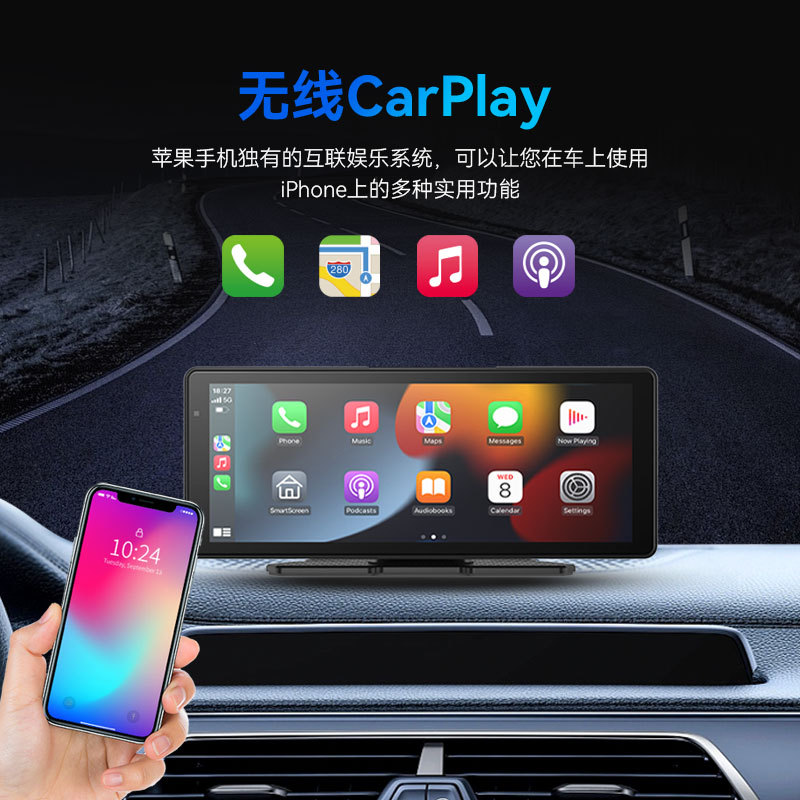 무선 CARPLAY HD 4K 운전 레코더 전면 및 후면 이중 레코딩 자동차 PND 국경 GPS 자동차 네비게이터