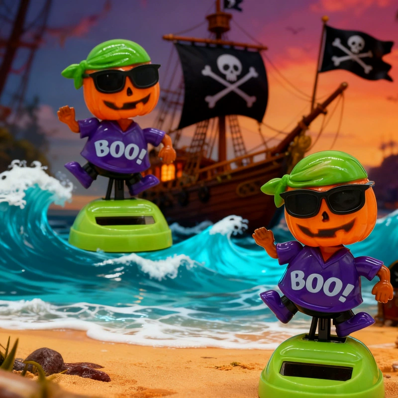 Новые солнечные качающиеся головы, пиратские автомобильные украшения, мультяшные автомобильные куклы, аксессуары для интерьера автомобиля, подарки на Хэллоуин, оптовая продажа