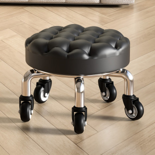 Small Stool with Wheels for Home Use, Low Round Stool, Seamless Low Stool, Children's Toddler Stool, Small Bench, Foot Bath Stool