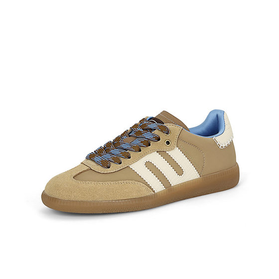 American Academy Freshmen ~ American Retro Soft Leather Color-matching Sports Casual Shoes Women's German Training Shoes Lace-up Forrest Gump Shoes