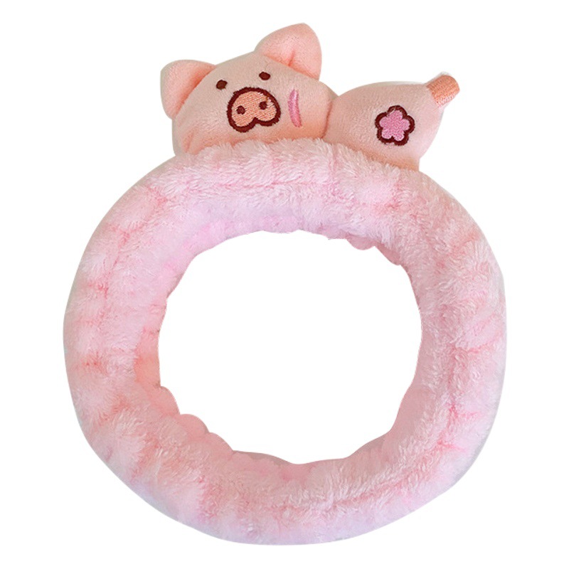 Lindo de la historieta acostado animal tridimensional muñeca banda de pelo maquillaje belleza diadema de terciopelo de coral diadema de suministro directo de fábrica