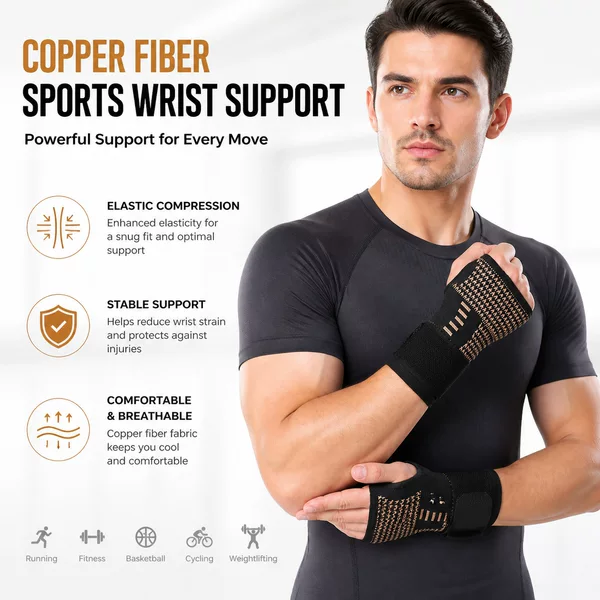Cross-Border Wholesale Sports Compression Copper Ion Palm Protectors, Fitness Dumbbells, Single and Double Bar Weightlifting Gloves, Cycling Wrist Guards