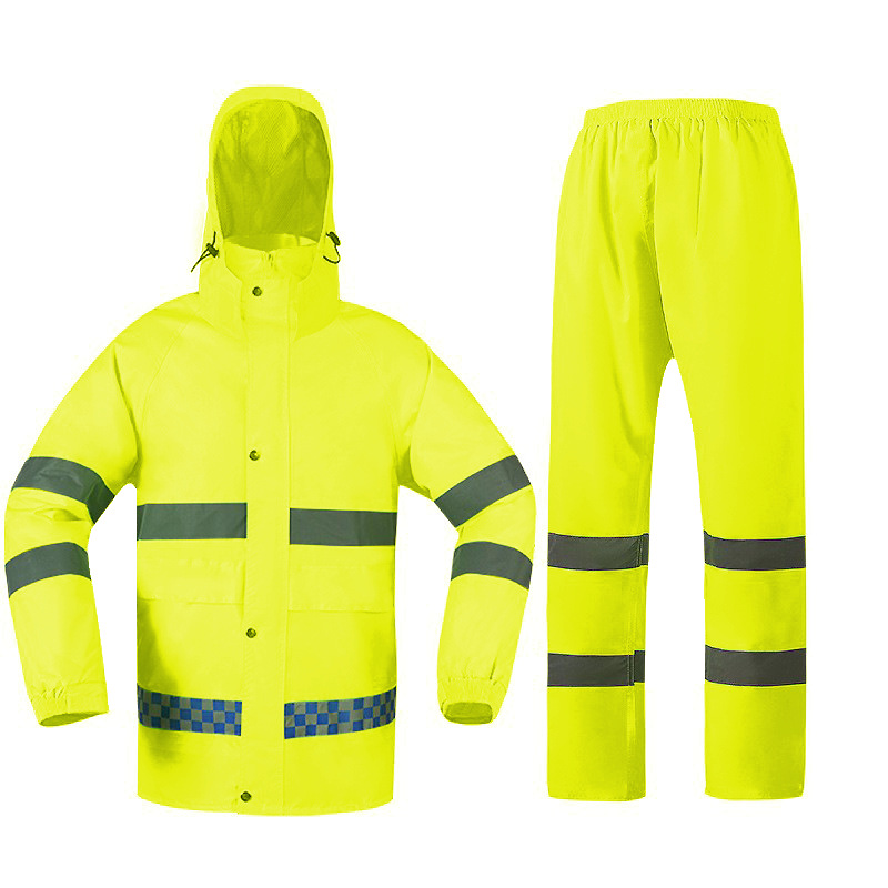 Impermeable reflectante pantalones de lluvia traje de tráfico de la Administración de Carreteras propiedad de saneamiento de alta velocidad patrulla advertencia dividida protectora impermeable poncho