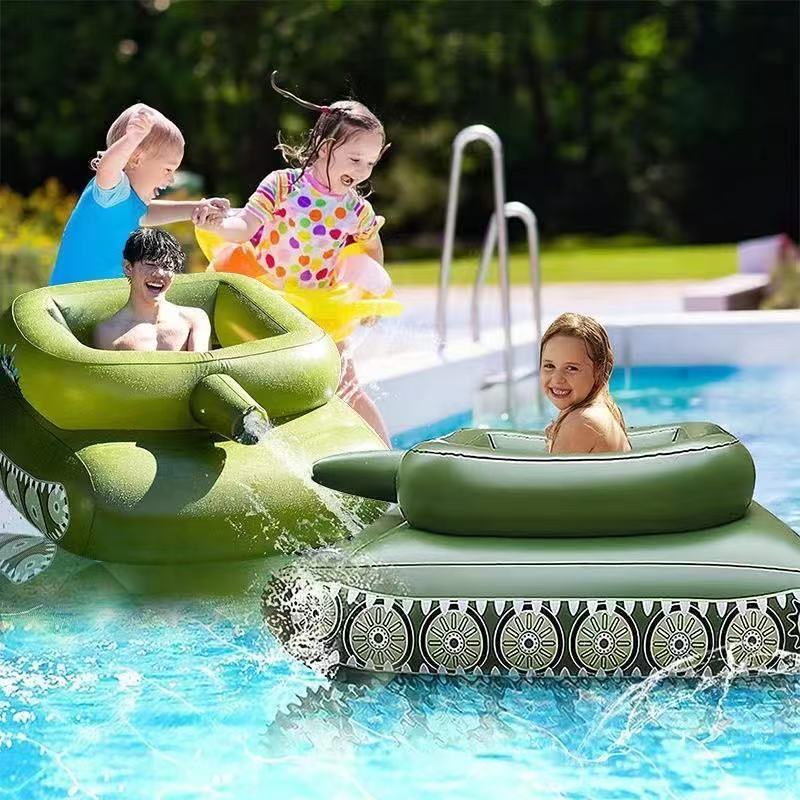 Water-spraying inflatable tank water battle toy