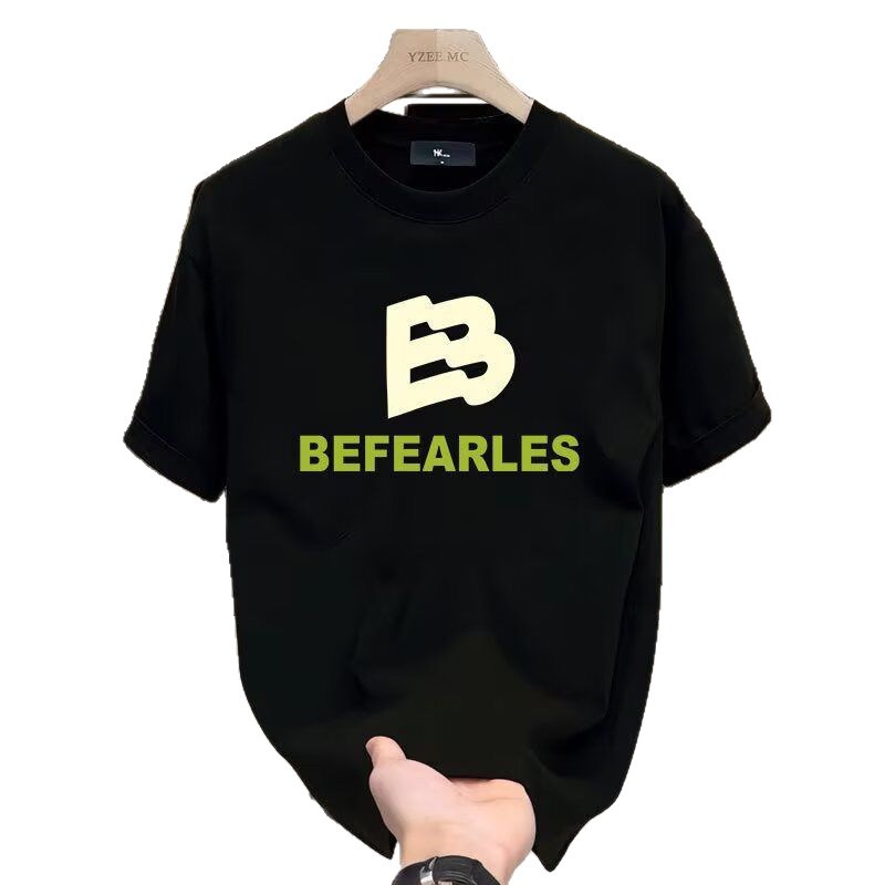 Herrenbekleidung, trendiges Oberteil aus schwerer Baumwolle für Damen und Herren, Sommerprint, Rundhalsausschnitt, kurze Ärmel, lockere Passform_voghion.com