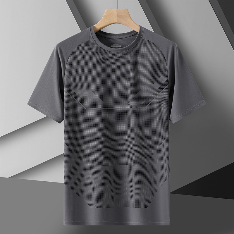 Summer New Arrival Men's Short-Sleeve T-Shirt with Ice Silk, All-Over Print, Trendy and Personalized Ice Silk Mesh, Breathable Crew Neck