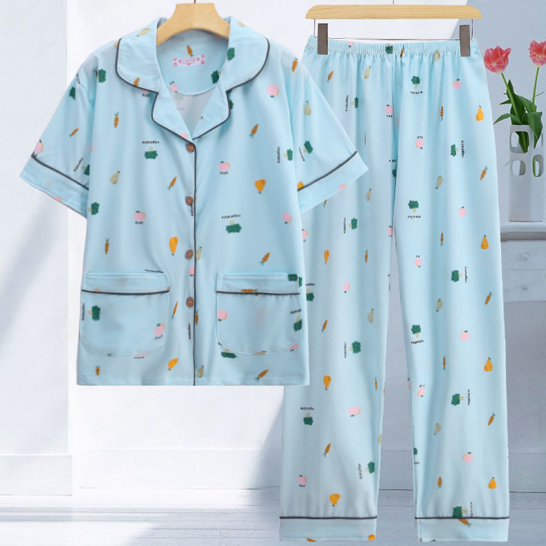 Pijamas de algodón para mujer de talla grande pantalones de manga corta de verano estilo coreano Delgado ropa de confinamiento suelta traje de dos piezas