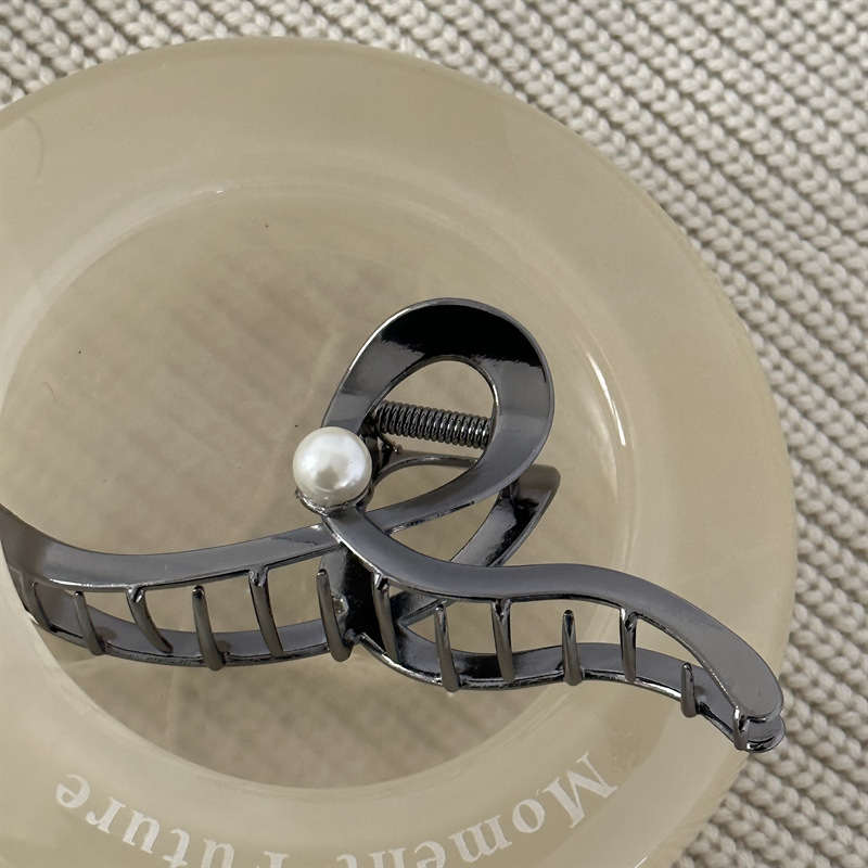 Nischendesign Wellenperlen-Haarnadel Modische, elegante Haarspange für den Hinterkopf, Haarspange mit Haifischclip für kalten Wind, Haarschmuck für Damen_voghion.com